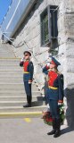 Знаменная группа воинов Министерства обороны Российской Федерации на открытии памятной доски